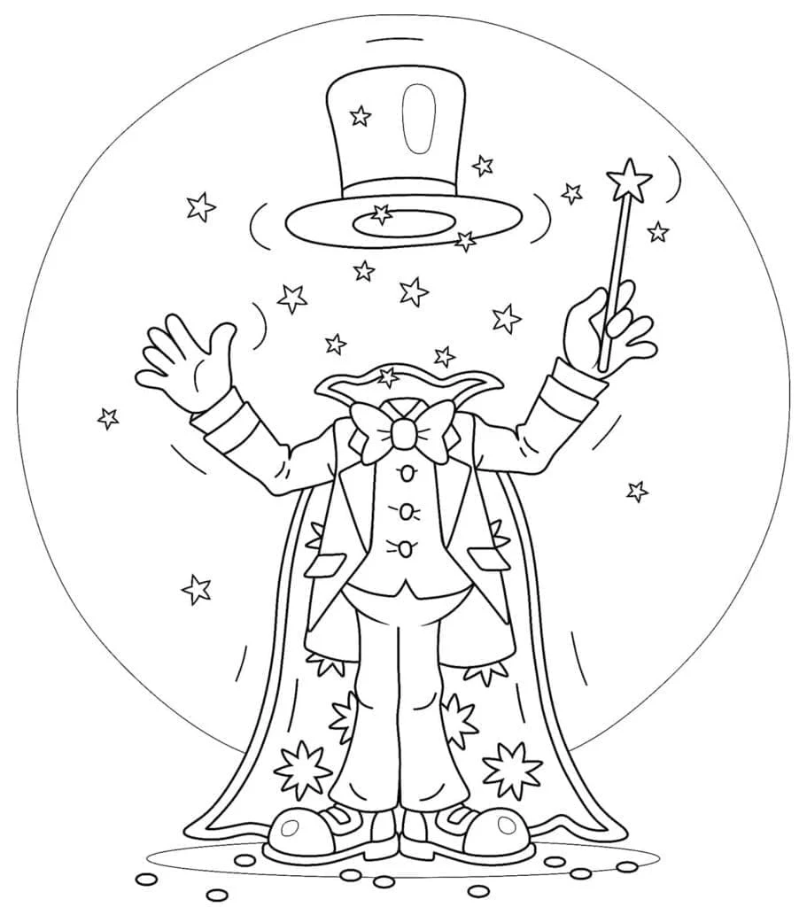 Coloriage Magicien réalisant un tour de magie