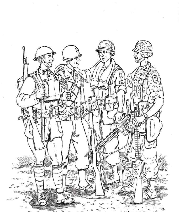Coloriage imprimable Militaire #181118 de la collection Carrières et Professions à colorier aux crayons