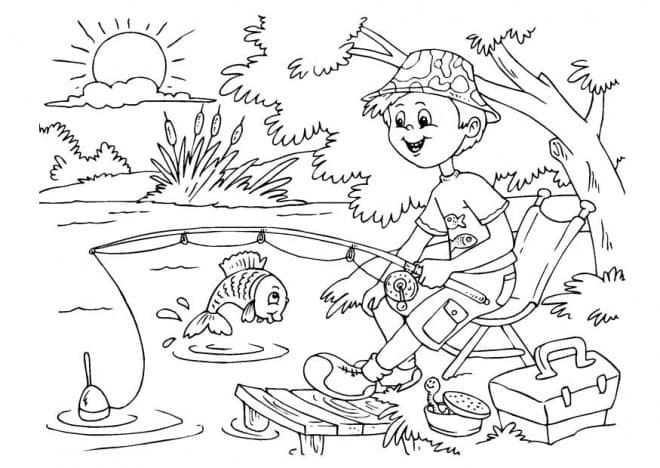 Coloriage gratuit Pêcheur #211892 de la collection Carrières et Professions à imprimer