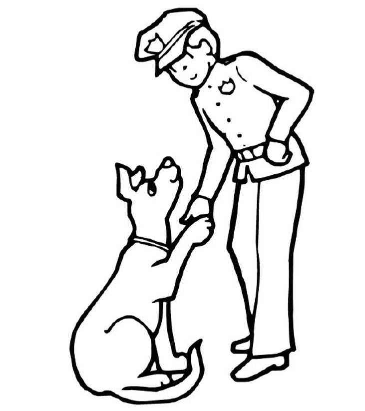 Coloriage imprimable Policier #105370 de la collection Carrières et Professions à colorier aux crayons