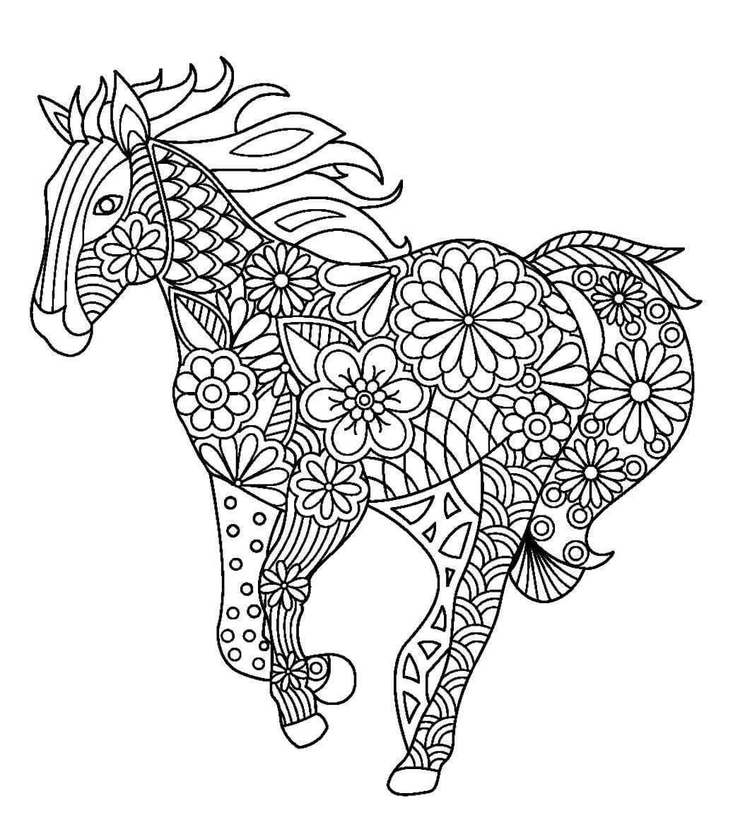 Dessin à colorier: Adulte Cheval (Coloriage Adulte) #200346 - Coloriages à Imprimer Gratuits