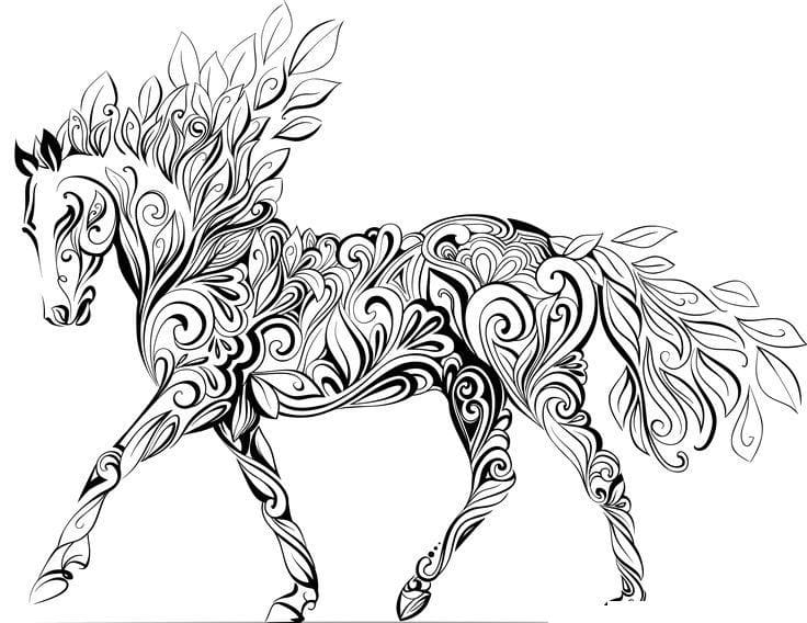Coloriage gratuit Adulte Cheval #200349 de la collection Coloriage Adulte à imprimer