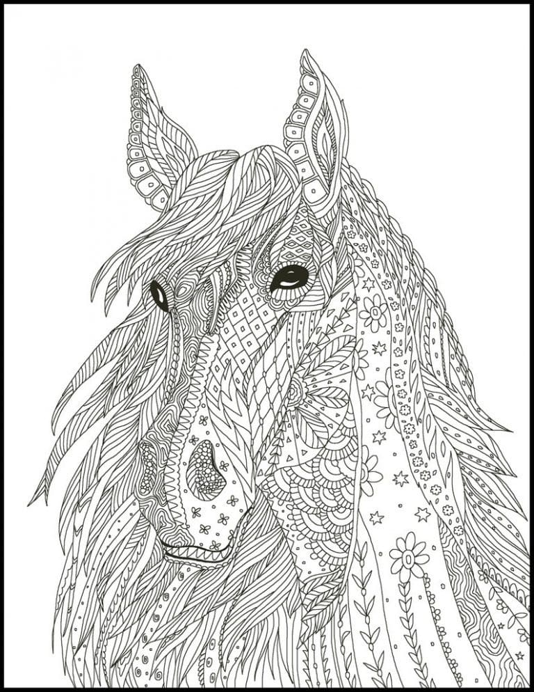 Coloriage gratuit Adulte Cheval #200365 de la collection Coloriage Adulte à imprimer