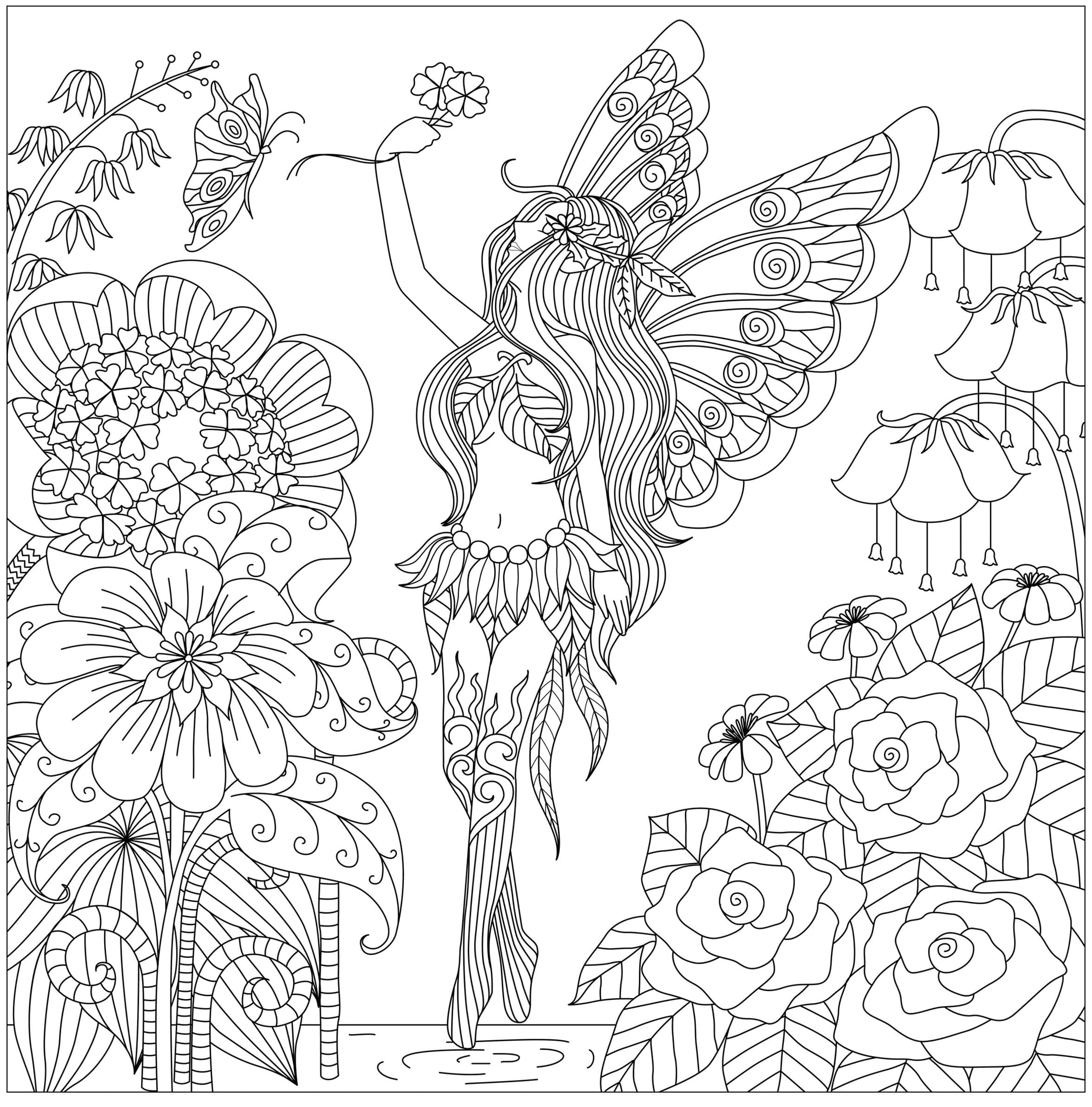 Coloriage gratuit Fleur Adulte #215557 de la collection Coloriage Adulte à imprimer