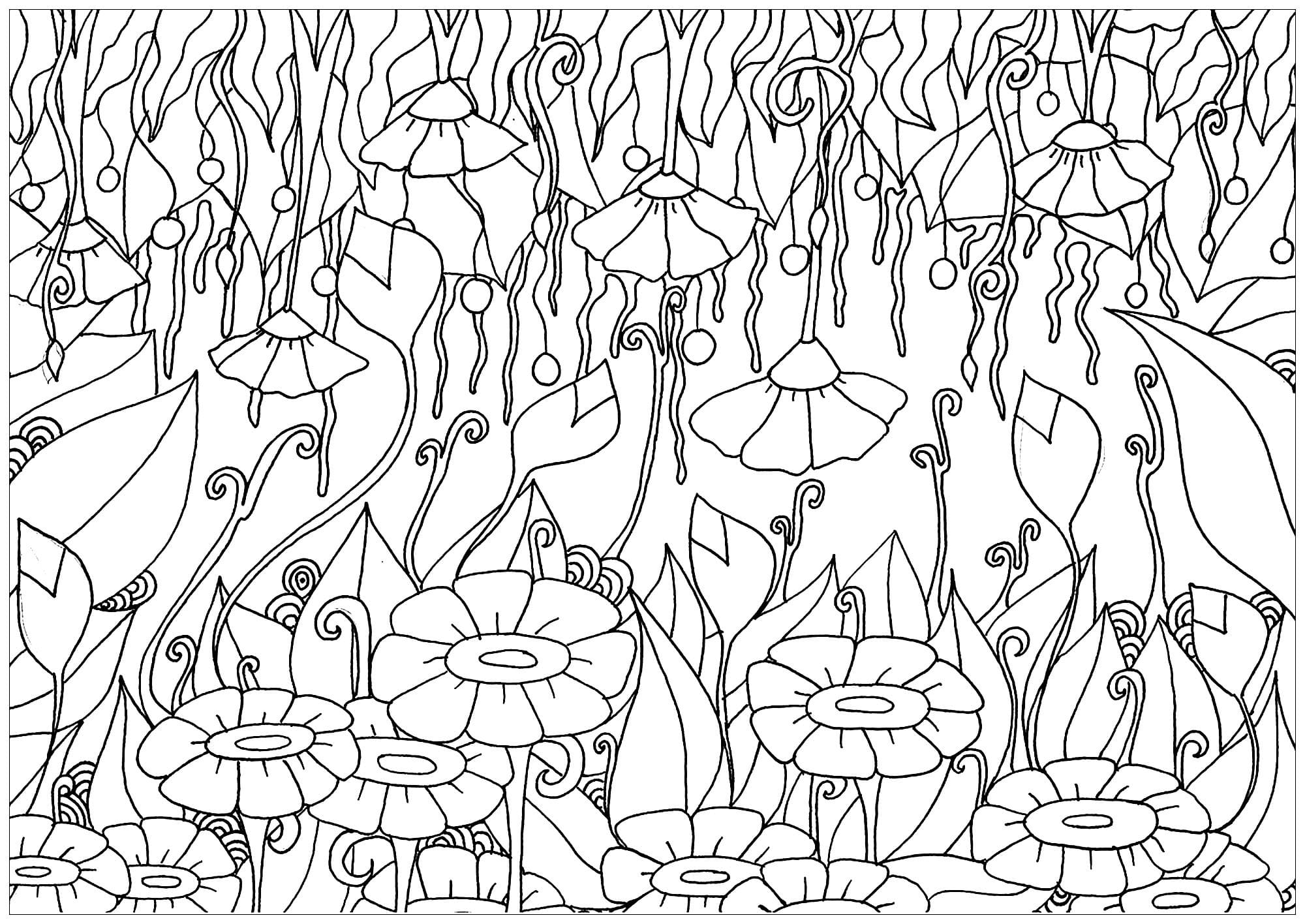 Coloriage gratuit Fleur Adulte #215560 de la collection Coloriage Adulte à imprimer