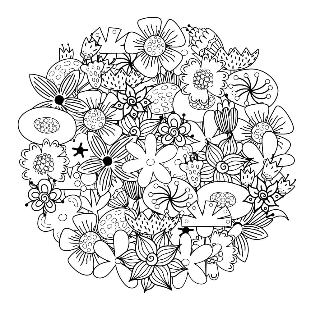 Dessin à colorier: Fleur Adulte (Coloriage Adulte) #215569 - Coloriages à Imprimer Gratuits