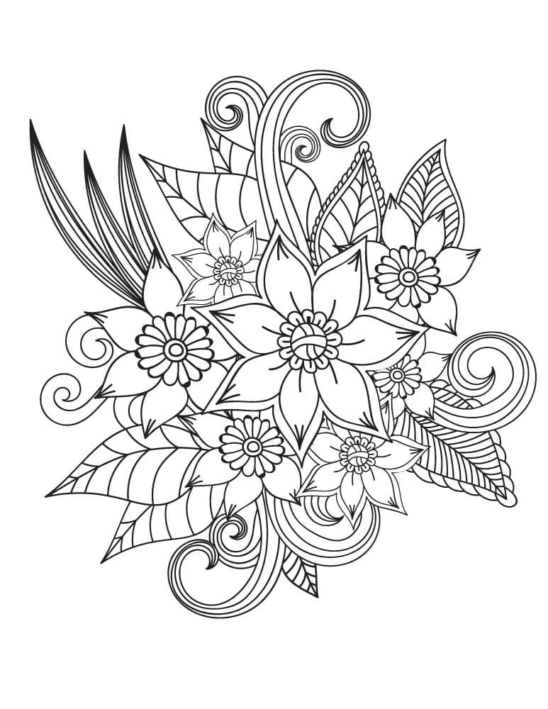 Coloriage gratuit Fleur Adulte #215573 de la collection Coloriage Adulte à imprimer