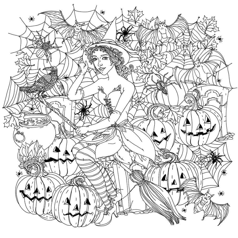 Dessin à colorier: Halloween Adulte (Coloriage Adulte) #200242 - Coloriages à Imprimer Gratuits