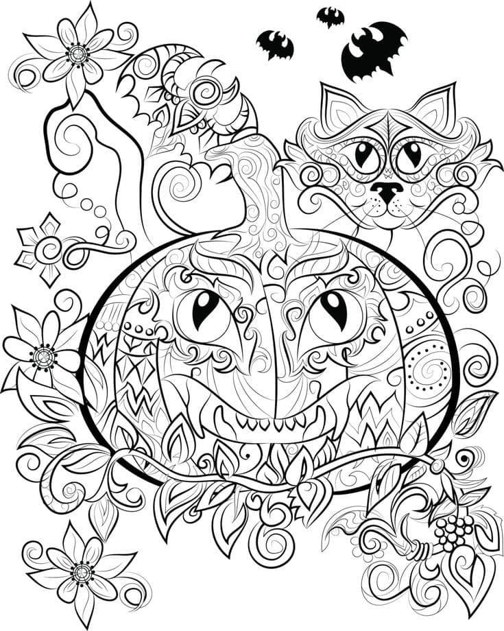 Illustration au trait Halloween Adulte #200243 de la collection Coloriage Adulte à colorier gratuitement