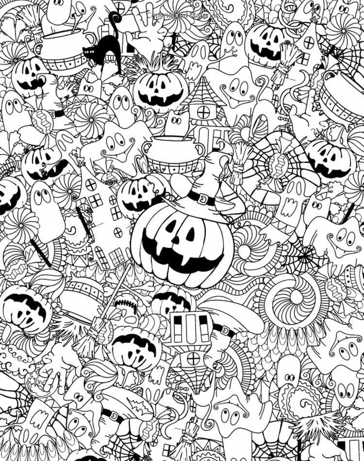 Dessin à colorier: Halloween Adulte (Coloriage Adulte) #200256 - Coloriages à Imprimer Gratuits