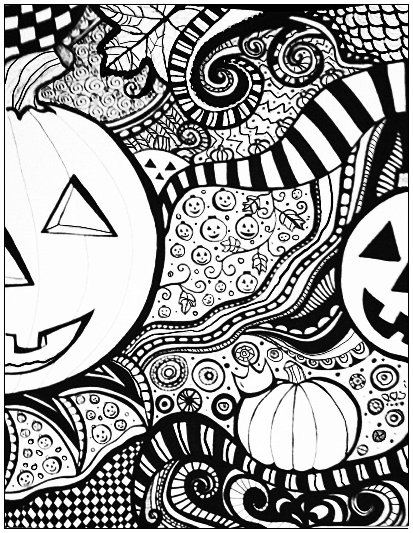 Dessin à colorier: Halloween Adulte (Coloriage Adulte) #200279 - Coloriages à Imprimer Gratuits