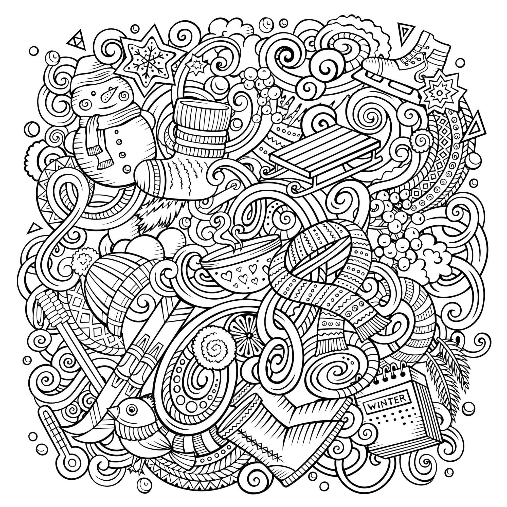 Coloriage gratuit pour enfants et adultes Noël Adulte #215646, collection Coloriage Adulte