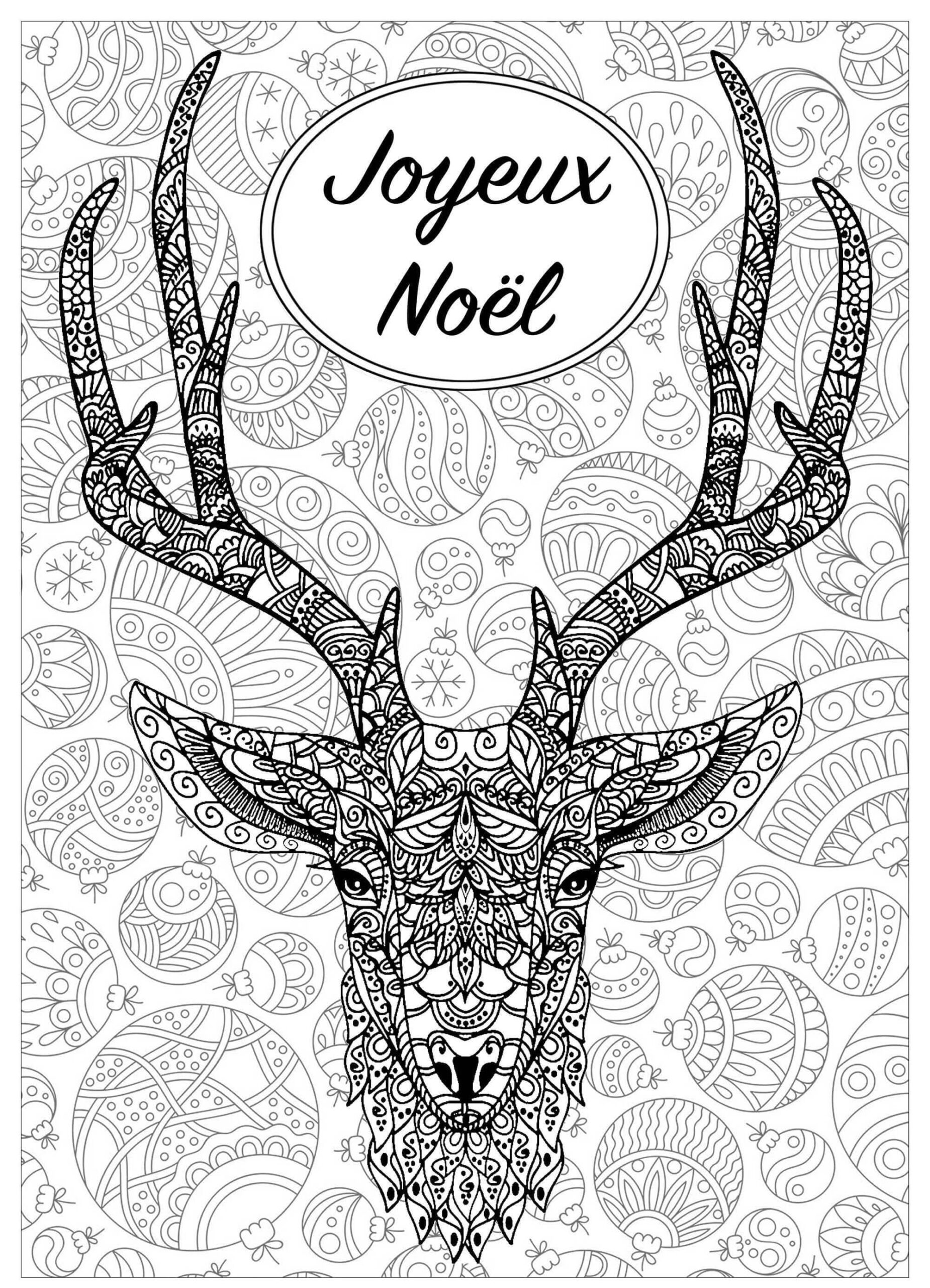 Coloriage Noël Adulte #215656 à imprimer gratuitement, extrait de la collection Coloriage Adulte