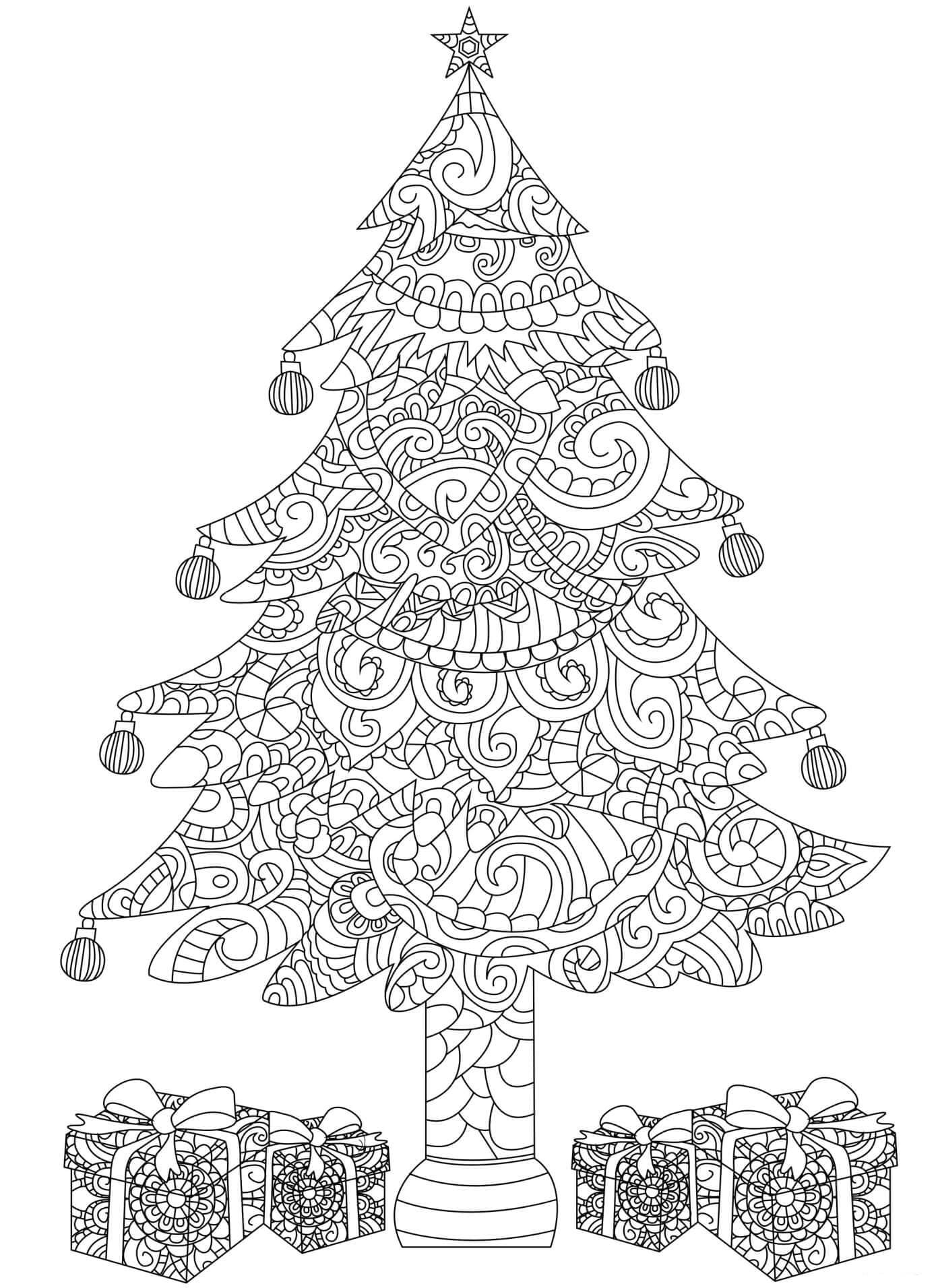 Illustration au trait Noël Adulte #215688 de la collection Coloriage Adulte à colorier gratuitement