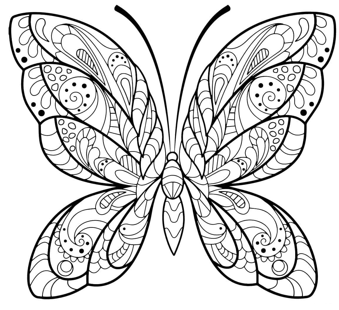 Coloriage gratuit Papillon Adulte #174327 de la collection Coloriage Adulte à imprimer