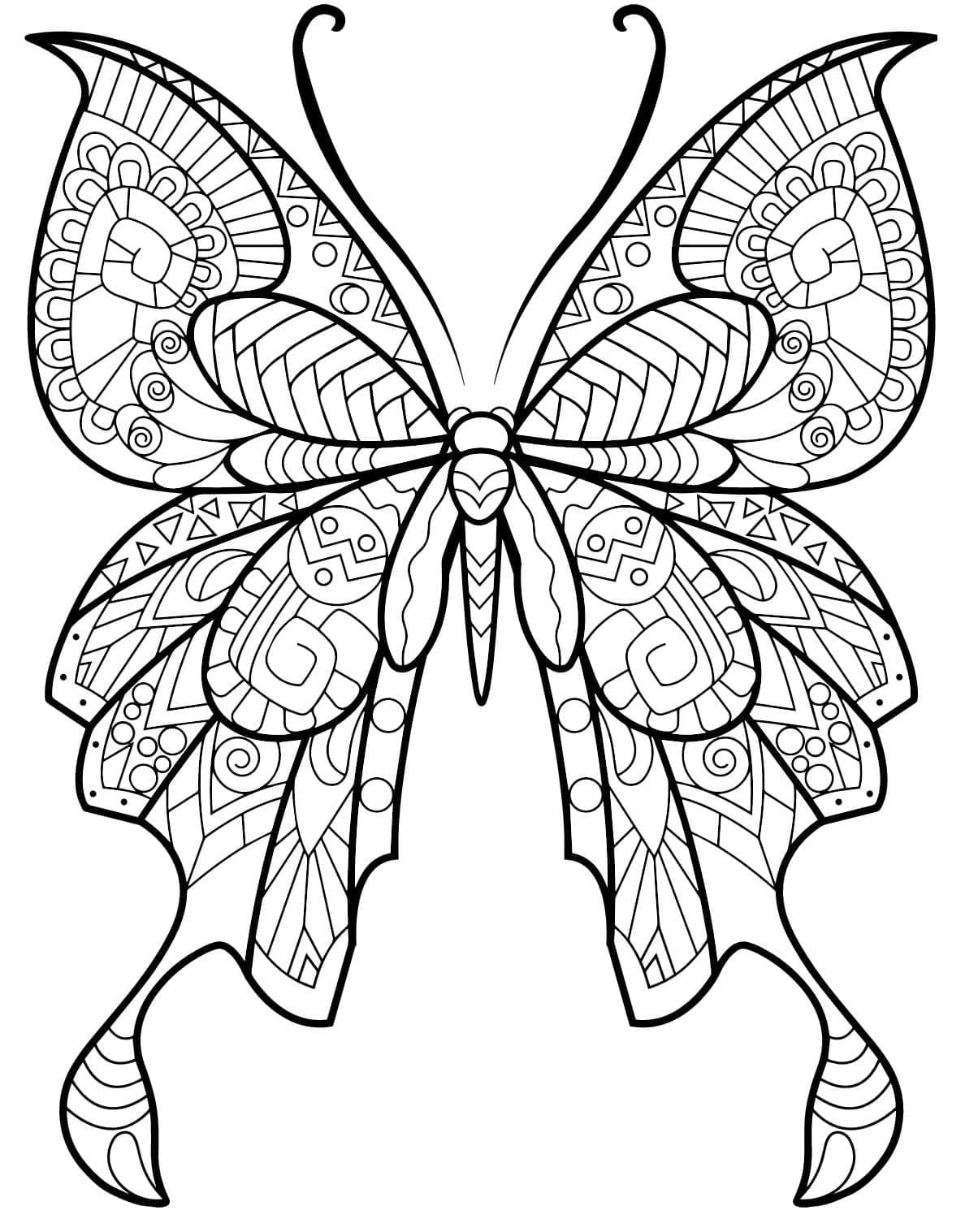 Dessin à colorier: Papillon Adulte (Coloriage Adulte) #174332 - Coloriages à Imprimer Gratuits