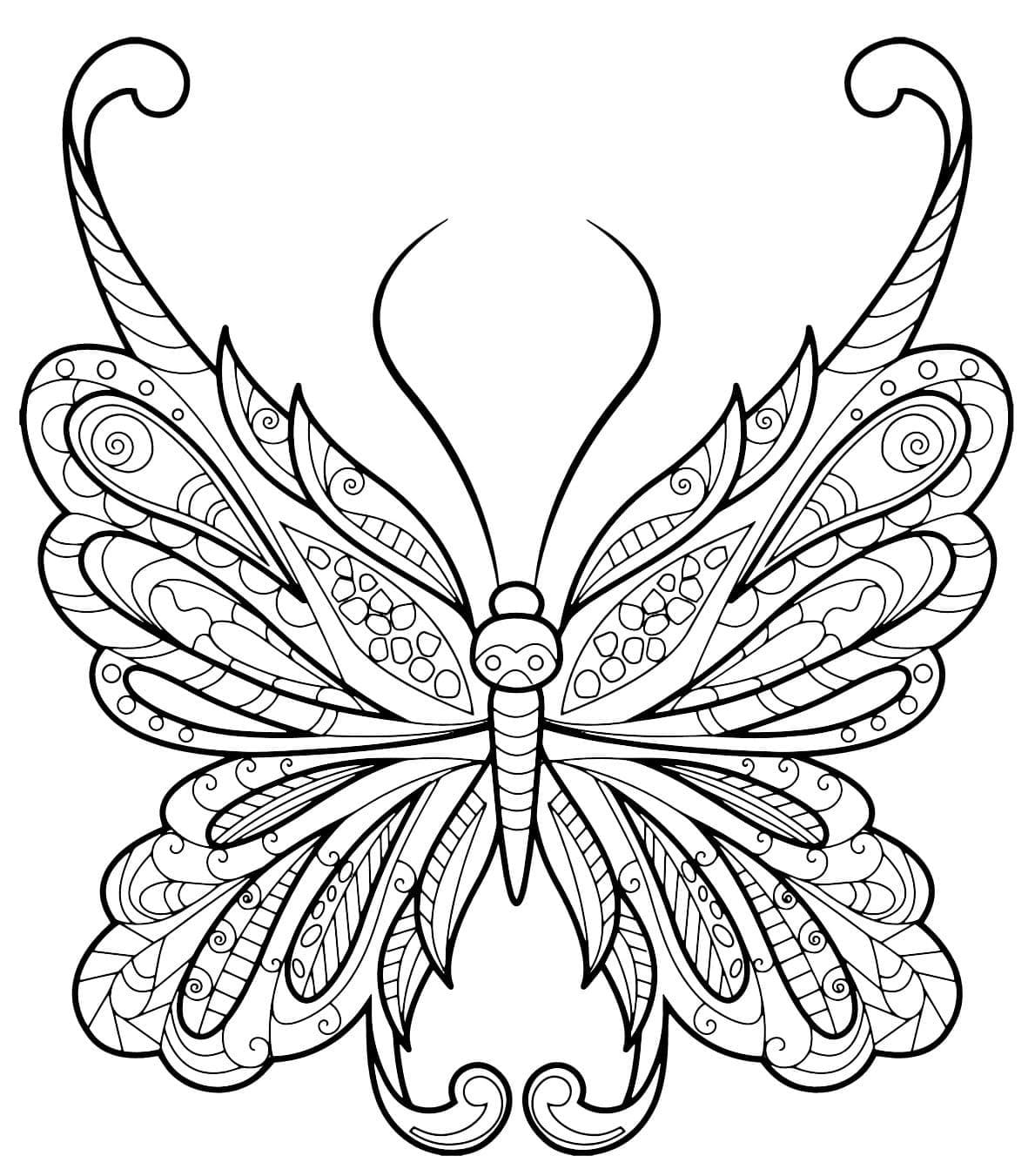 Coloriage imprimable Papillon Adulte #174336 de la collection Coloriage Adulte à colorier aux crayons