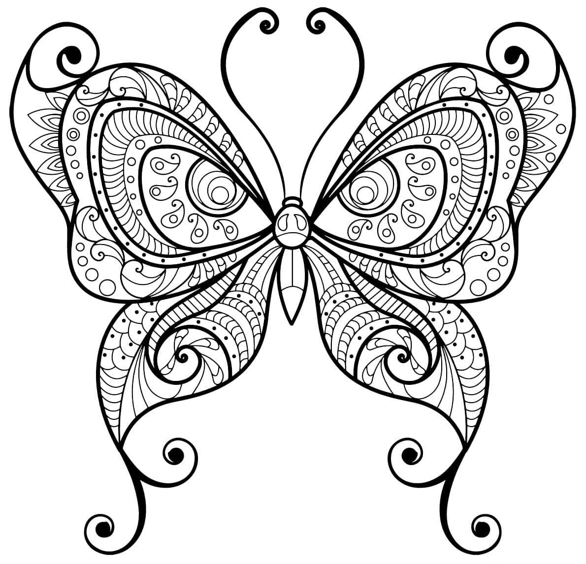 Dessin Papillon Adulte #174337 à colorier de la série Coloriage Adulte, gratuit à télécharger et imprimer
