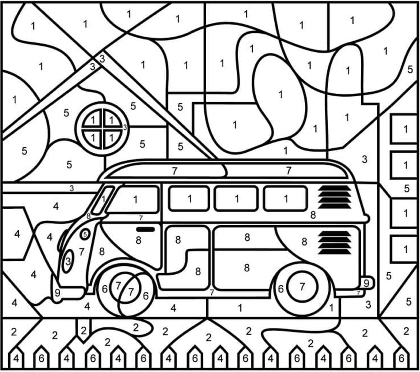 Dessin à colorier: Coloriage par Numéro Camion (Coloriage numéroté) #177949 - Coloriages à Imprimer Gratuits