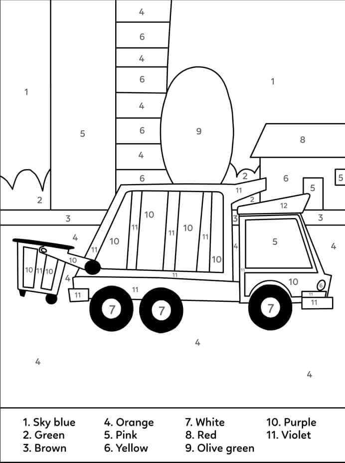 Dessin à colorier: Coloriage par Numéro Camion (Coloriage numéroté) #177950 - Coloriages à Imprimer Gratuits