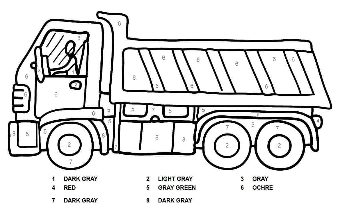Dessin à colorier: Coloriage par Numéro Camion (Coloriage numéroté) #177952 - Coloriages à Imprimer Gratuits