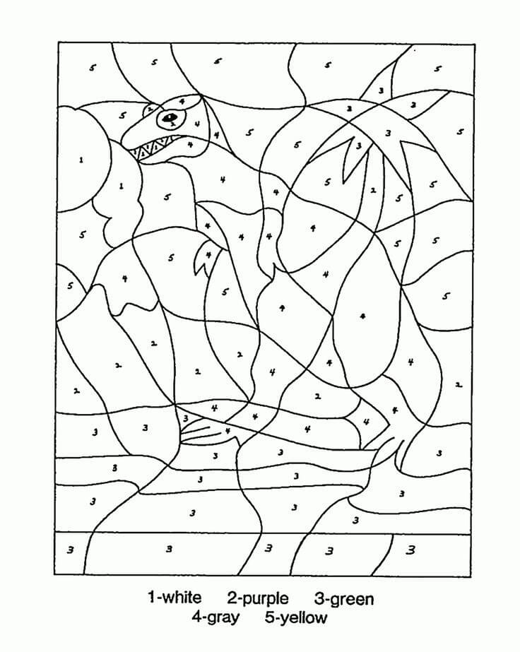 Dessin à colorier: Dinosaures Coloriage par Numéro (Coloriage numéroté) #177959 - Coloriages à Imprimer Gratuits