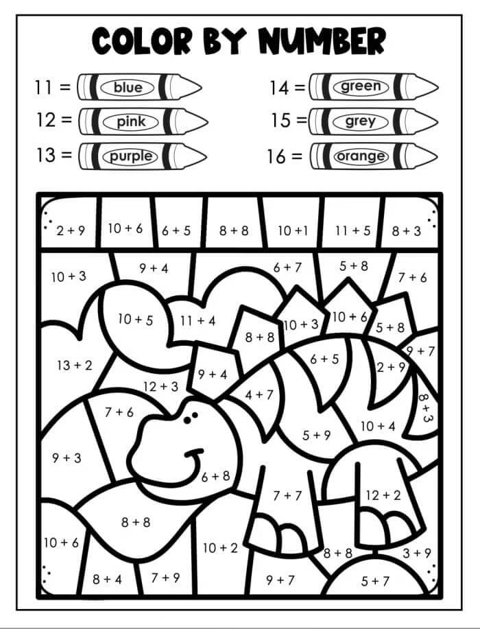 Dessin à colorier: Dinosaures Coloriage par Numéro (Coloriage numéroté) #177967 - Coloriages à Imprimer Gratuits