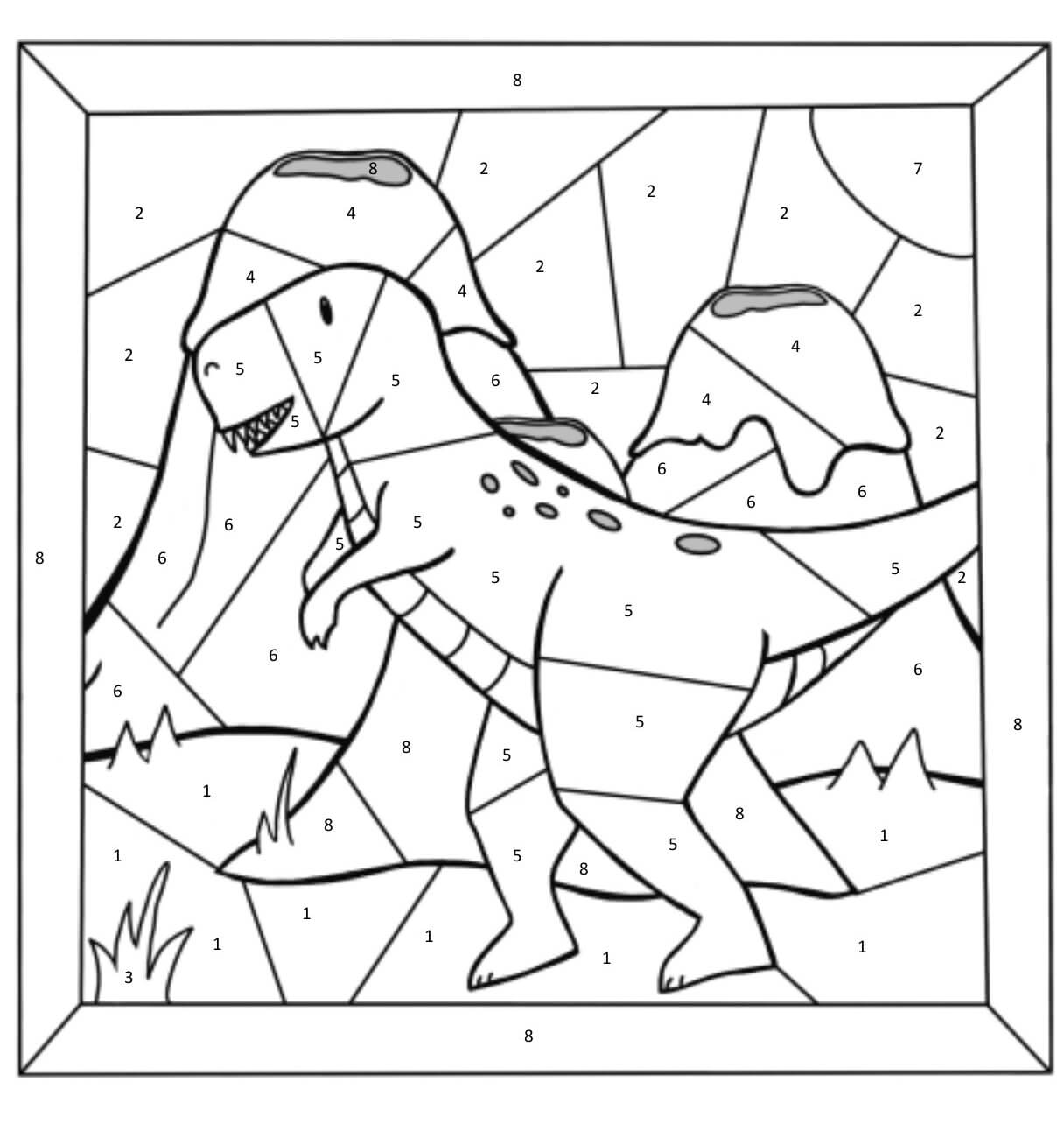 Dessin à colorier: Dinosaures Coloriage par Numéro (Coloriage numéroté) #177969 - Coloriages à Imprimer Gratuits