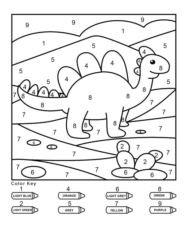Dessin à colorier: Dinosaures Coloriage par Numéro (Coloriage numéroté) #177970 - Coloriages à Imprimer Gratuits