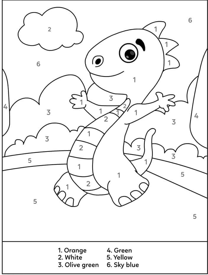 Dessin à colorier: Dinosaures Coloriage par Numéro (Coloriage numéroté) #177973 - Coloriages à Imprimer Gratuits