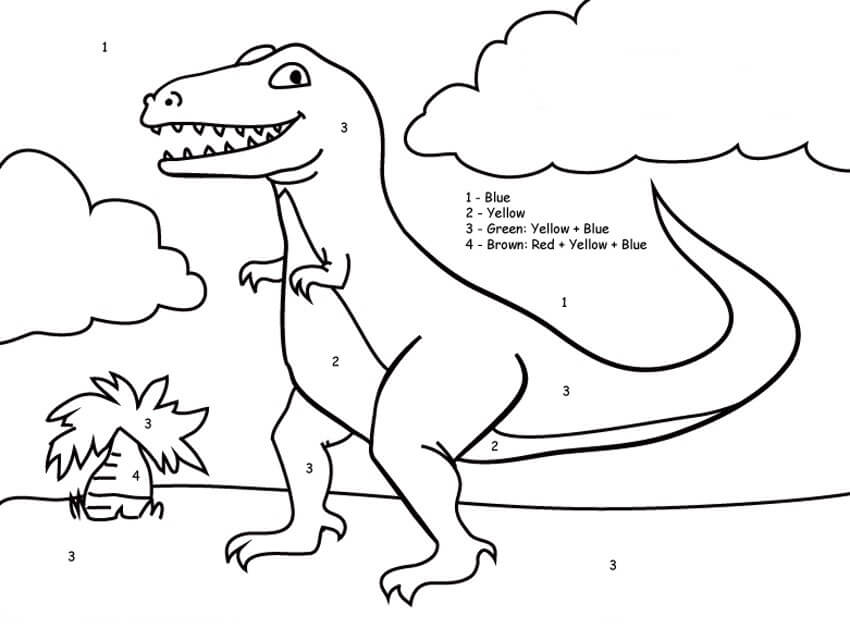 Dessin à colorier: Dinosaures Coloriage par Numéro (Coloriage numéroté) #177974 - Coloriages à Imprimer Gratuits