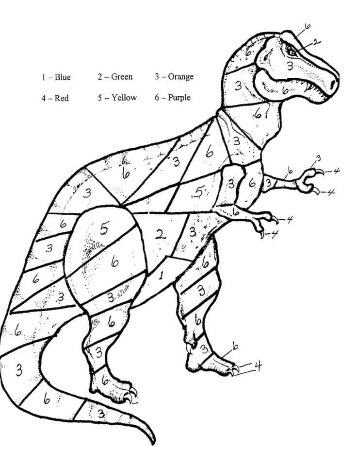 Dessin à colorier: Dinosaures Coloriage par Numéro (Coloriage numéroté) #177975 - Coloriages à Imprimer Gratuits