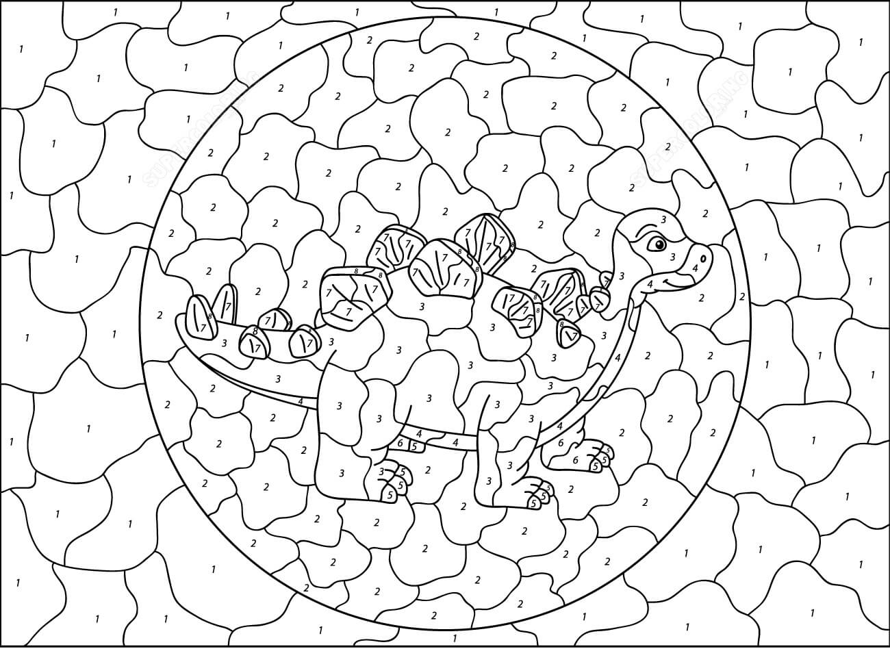 Dessin à colorier: Dinosaures Coloriage par Numéro (Coloriage numéroté) #177976 - Coloriages à Imprimer Gratuits