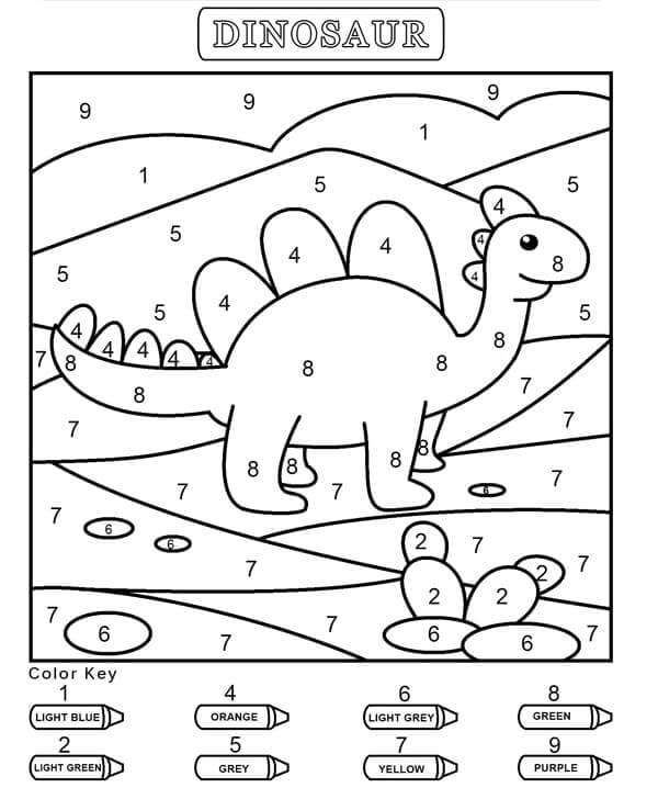 Dessin à colorier: Dinosaures Coloriage par Numéro (Coloriage numéroté) #177977 - Coloriages à Imprimer Gratuits