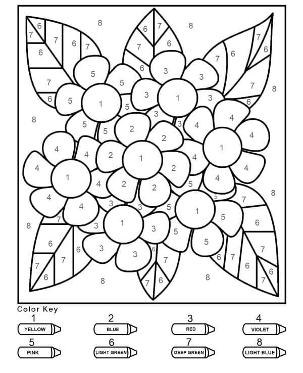 Dessin à colorier: Fleurs Coloriage par Numéro (Coloriage numéroté) #177980 - Coloriages à Imprimer Gratuits