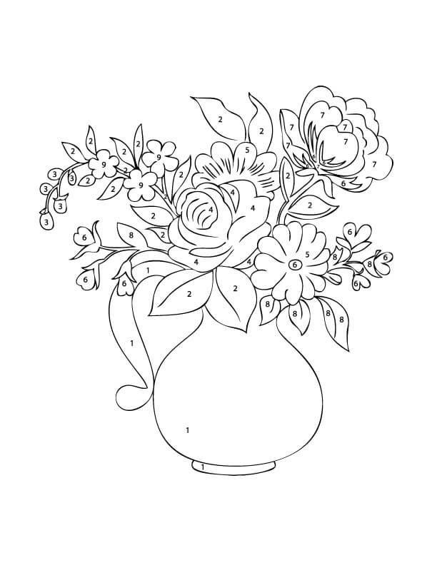 Dessin à colorier: Fleurs Coloriage par Numéro (Coloriage numéroté) #177989 - Coloriages à Imprimer Gratuits