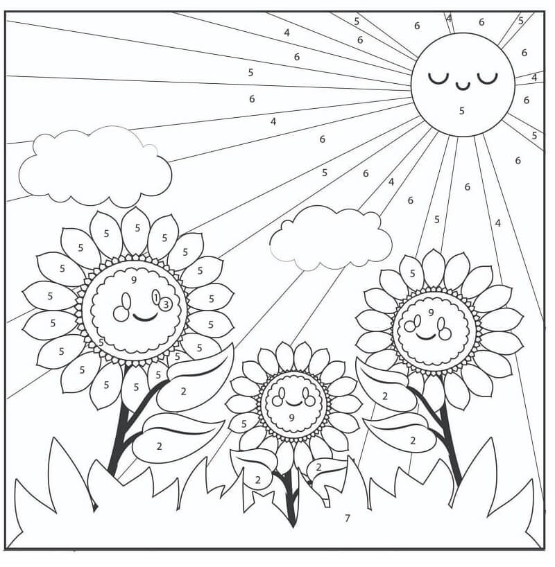 Dessin à colorier: Fleurs Coloriage par Numéro (Coloriage numéroté) #177996 - Coloriages à Imprimer Gratuits