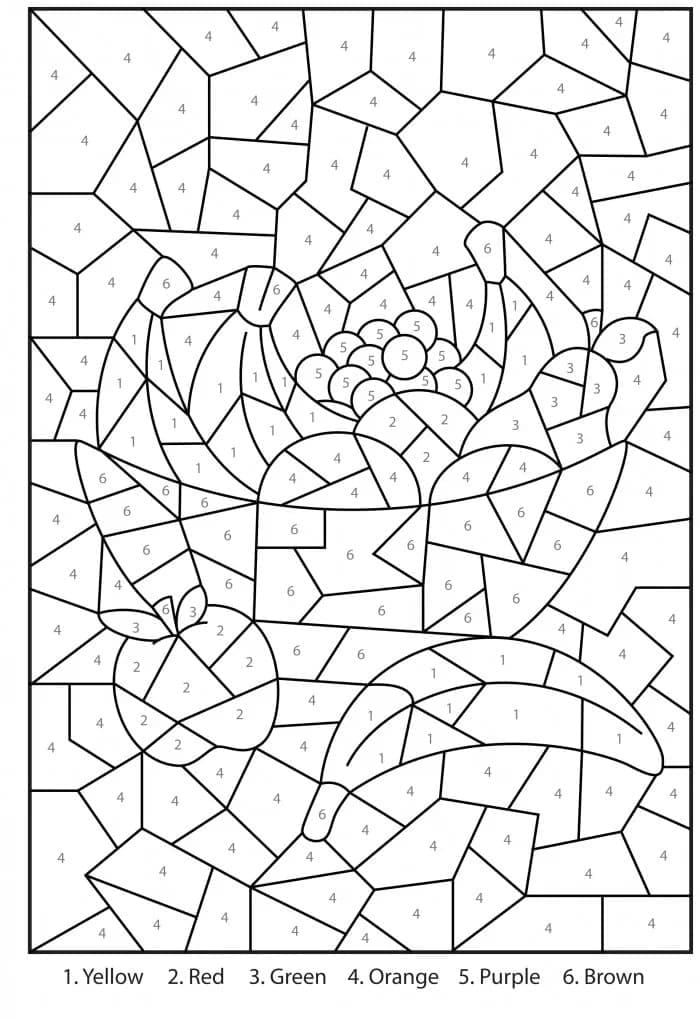 Dessin à colorier: Fruits Coloriage par Numéro (Coloriage numéroté) #178000 - Coloriages à Imprimer Gratuits