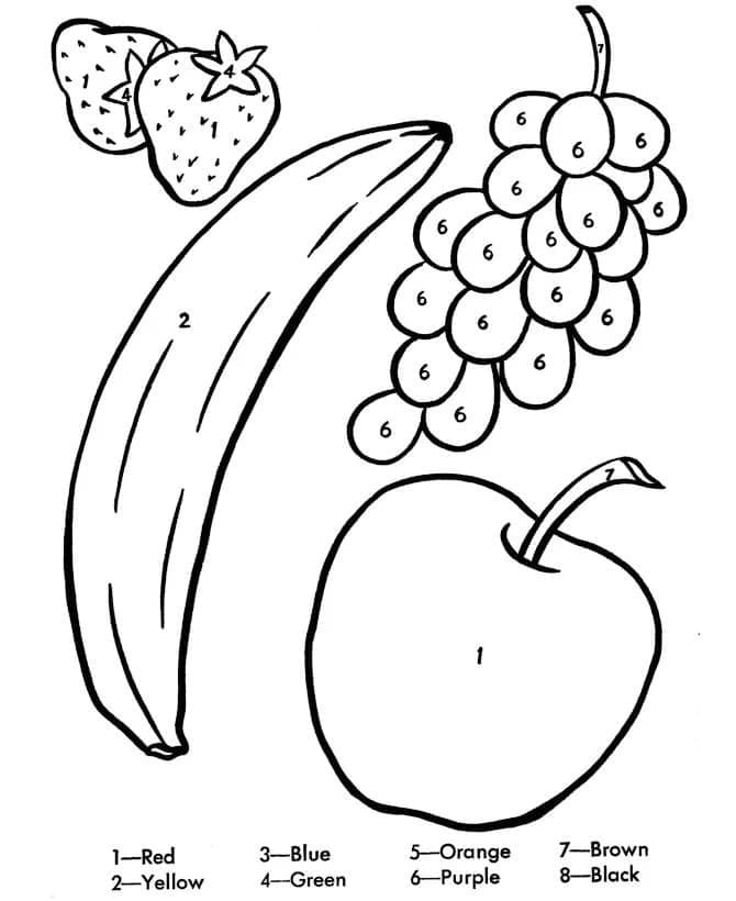 Dessin à colorier: Fruits Coloriage par Numéro (Coloriage numéroté) #178002 - Coloriages à Imprimer Gratuits