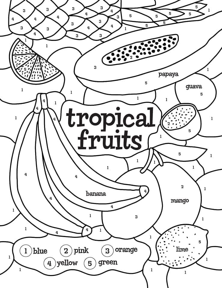 Dessin à colorier: Fruits Coloriage par Numéro (Coloriage numéroté) #178004 - Coloriages à Imprimer Gratuits