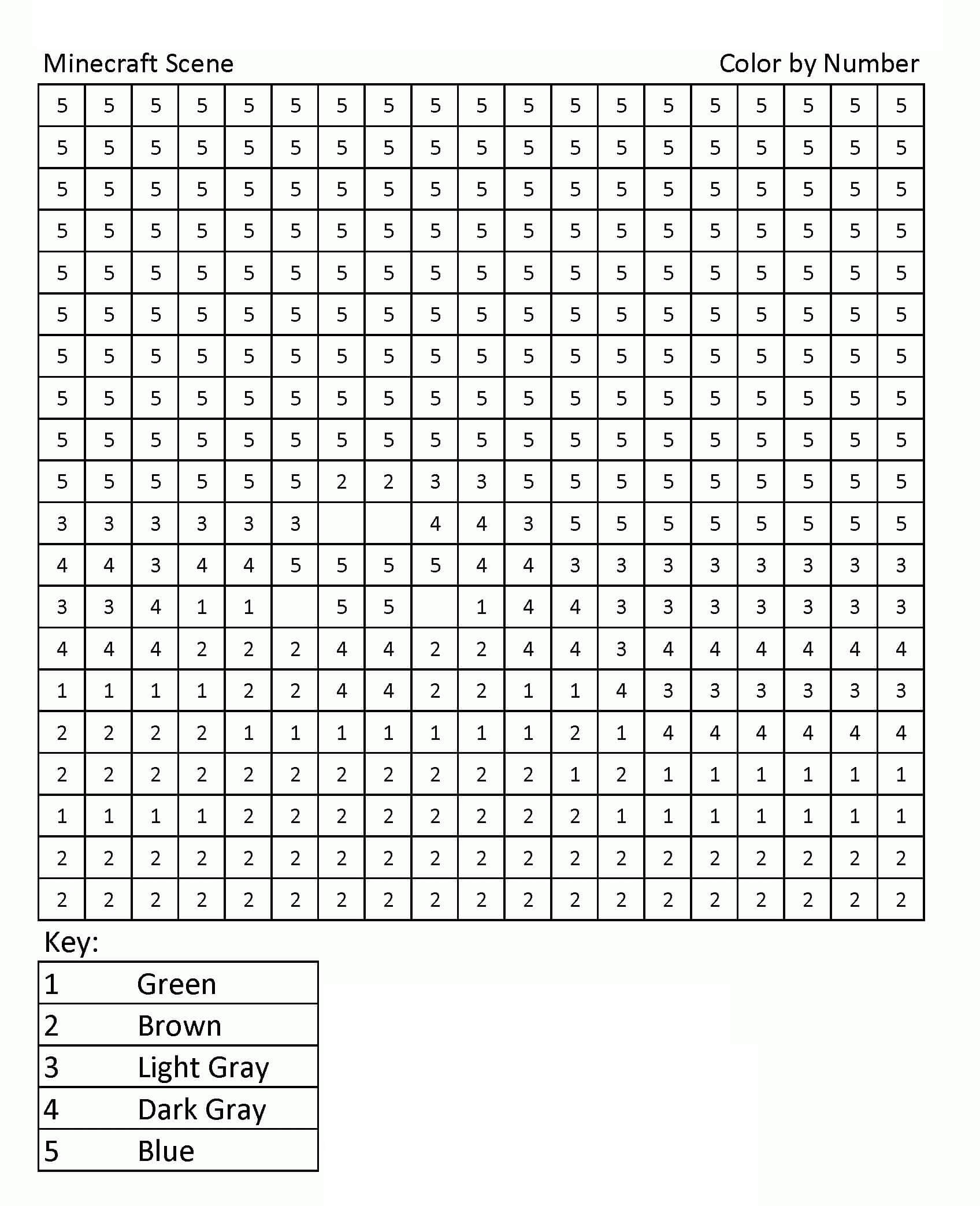 Dessin à colorier: Minecraft Coloriage par Numéro (Coloriage numéroté) #177936 - Coloriages à Imprimer Gratuits