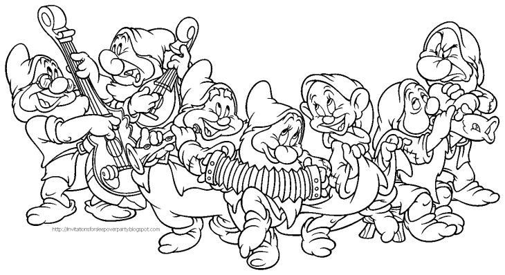 Coloriage gratuit Blanche Neige et les Sept Nains #133857 de la collection Contes et Histoires à imprimer
