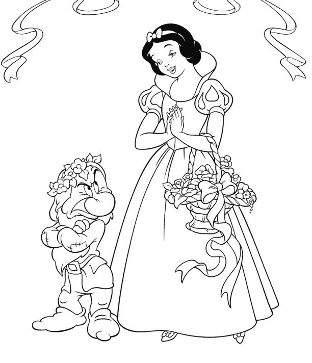 Dessin à colorier Blanche Neige et les Sept Nains #133978 issu de la collection Contes et Histoires, prêt à imprimer