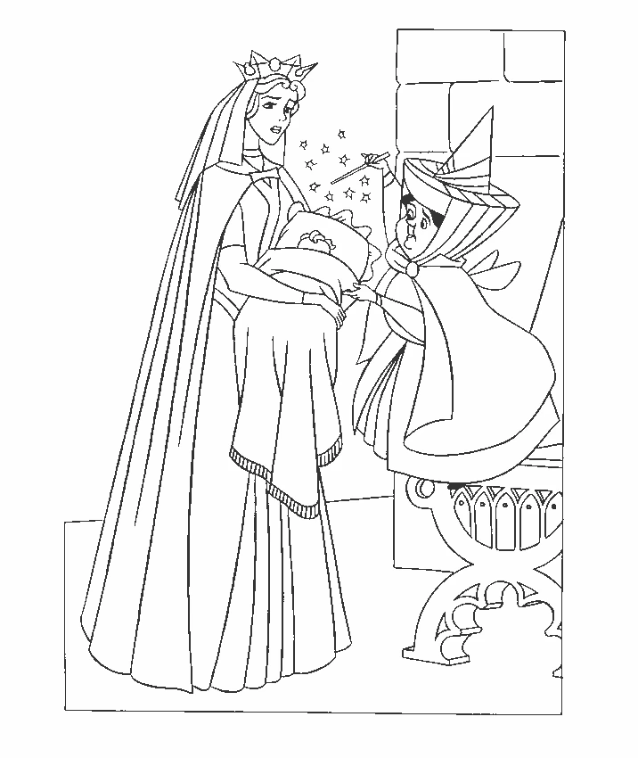 Dessin à colorier La Belle au bois dormant #130732 issu de la collection Contes et Histoires, prêt à imprimer