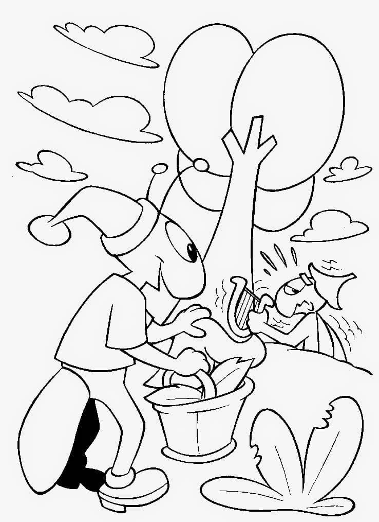 Coloriage gratuit La Cigale et la Fourmi #191436 de la collection Contes et Histoires à imprimer