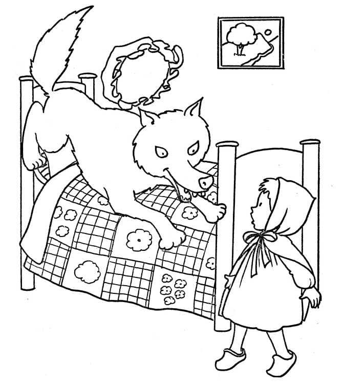 Joli coloriage Le Petit Chaperon rouge #205977 de la collection Contes et Histoires, prêt à imprimer pour petits et grands