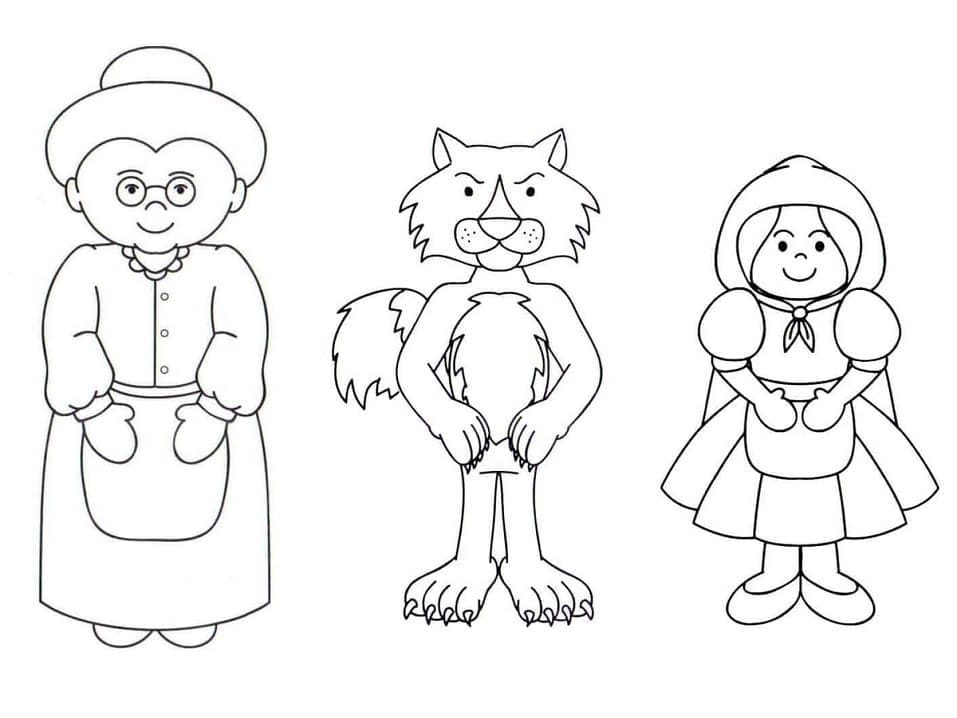 Dessin à colorier Le Petit Chaperon rouge #205990 issu de la collection Contes et Histoires, prêt à imprimer