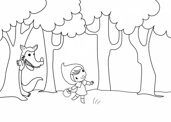 Coloriage gratuit Le Petit Chaperon rouge #49198 de la collection Contes et Histoires à imprimer