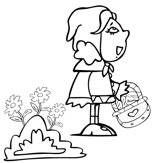 Coloriage Le Petit Chaperon rouge marchant avec son panier Coloriage Le Petit Chaperon rouge marchant avec son panier