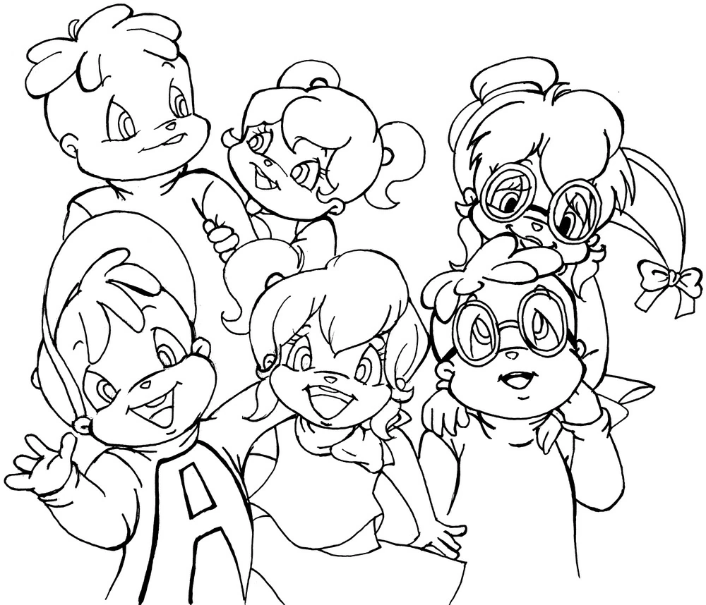 Page de coloriage Alvin et les Chipmunks #128429, collection Dessins animés et séries animées, à imprimer et colorier